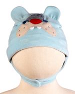 Touca de Bebe Plush com Botão Bordado de Cachorrinho Bulldog