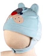 Touca de Bebe Plush com Botão Bordado de Cachorrinho Bulldog