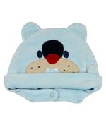 Touca de Bebe Plush com Botão Bordado de Cachorrinho Bulldog