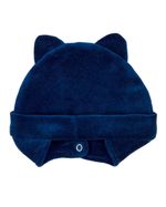 Touca de Bebe Menina Plush com Botão Bordado de Gatinha