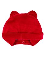 Touca de Bebe Menina Plush com Botão Bordado de Gatinha