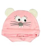 Touca de Bebe Plush com Botão Bordado de Ratinho
