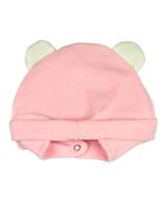 Touca de Bebe Plush com Botão Bordado de Ratinho