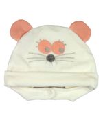 Touca de Bebe Plush com Botão Bordado de Ratinho