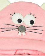 Touca de Bebe Plush com Botão Bordado de Ratinho