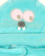 Touca de Bebe Plush com Botão Bordado de Ratinho