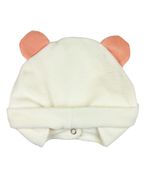 Touca de Bebe Plush com Botão Bordado de Ratinho