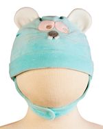 Touca de Bebe Plush com Botão Bordado de Ratinho