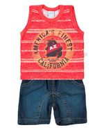 Conjunto Bebê Malha Estampada e Índigo Urso Americas