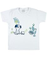Conjunto Manga Curta Bebê Menino 10M a 3 Anos Malha e Moletinho Silk Screen e Bordado Cachorrinho