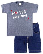 Conjunto Infantil Menino Malhão Vintage Vellutato e Índigo Stone Washed Mister Awesome