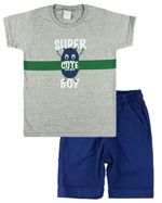 Conjunto Infantil Menino Meia Malha e Sarja Tinturada Super Cut Boy