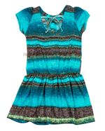 Vestido Infantil em Malha Flamê Reciclato Estampa Listrada