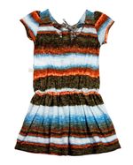 Vestido Infantil em Malha Flamê Reciclato Estampa Listrada