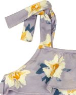 Vestido Infantil Verão Sem Mangas Microfibra Estampa Digital Floral