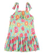 Vestido Infantil Verão Sem Mangas Microfibra Estampa Digital Floral