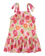 Vestido Infantil Verão Sem Mangas Microfibra Estampa Digital Floral