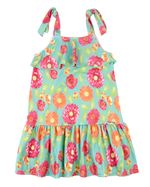 Vestido Infantil Verão Sem Mangas Microfibra Estampa Digital Floral