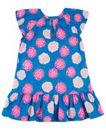 Vestido Infantil Verão Manga Cavada Microfibra Estampa Digital Rosas