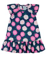 Vestido Infantil Verão Manga Cavada Microfibra Estampa Digital Rosas