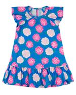 Vestido Infantil Verão Manga Cavada Microfibra Estampa Digital Rosas