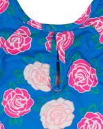 Vestido Infantil Verão Manga Cavada Microfibra Estampa Digital Rosas