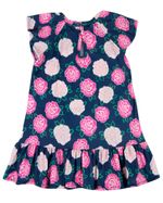 Vestido Infantil Verão Manga Cavada Microfibra Estampa Digital Rosas