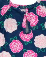 Vestido Infantil Verão Manga Cavada Microfibra Estampa Digital Rosas