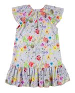 Vestido Infantil Verão Manga Cavada Microfibra Estampa Digital Rosas