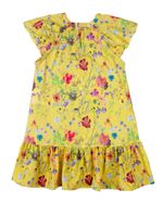Vestido Infantil Verão Manga Cavada Microfibra Estampa Digital Rosas