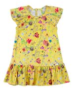 Vestido Infantil Verão Manga Cavada Microfibra Estampa Digital Rosas