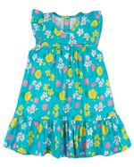 Vestido Infantil Verão Manga Cavada Microfibra Estampa Digital Floral