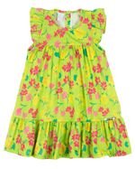 Vestido Infantil Verão Manga Cavada Microfibra Estampa Digital Floral
