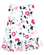 Vestido Bebê Menina Infantil Verão 10M a 3 Anos Manga Cavada Suedine Estampado Floral