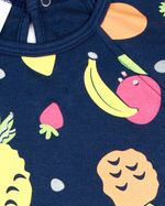 Vestido Bebê Menina Infantil Verão 10M a 3 Anos Manga Cavada Suedine Estampado Frutas
