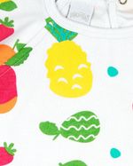 Vestido Bebê Menina Infantil Verão 10M a 3 Anos Manga Cavada Suedine Estampado Frutas