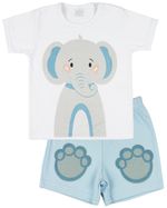 Pijama Curto Menino Infantil 10 Meses a 4 Anos Cotton Fino Verão Manga Curta Bichinhos