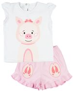 Pijama Curto Menina Infantil 10 Meses a 4 Anos Cotton Fino Verão Manga Curta Bichinhos