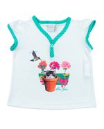 Pijama Infantil Menina Malha Lisa e Listrada Beija Flor e Gatinho
