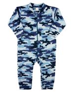 Macacao Bebe Infantil Pijama Inverno Malha Grossa Microsoft Estampado Zíper Camuflado