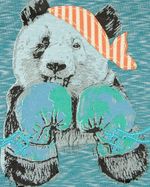 Salopete Bebê Malha Flamê Vintage Urso Boxeador