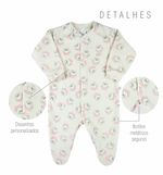 Macacao Bebe Menina Plush Estampado, Liso e Listrado Kit Macacao Plush Menina Ursinhas 3 Pecas