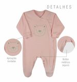 Macacao Bebe Menina Plush Estampado, Liso e Listrado Kit Macacao Plush Menina Ursinhas 3 Pecas