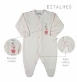 Macacao Bebe Menina Plush Estampado, Liso e Listrado Kit Macacao Plush Menina Ursinhas 3 Pecas