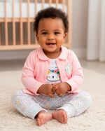 Conjunto Bebe Menina Suedine Liso e Suedine Estampado Ursinha Coala