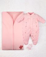 Saída Maternidade Menina Plush Bordado Joaninhas