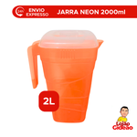 JARRA GRADUADA 2L LARANJA NEON GARRAFA PARA SUCO AGUA BEBIDA