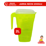 JARRA GRADUADA 2L VERDE NEON GARRAFA PARA SUCO E AGUA COM TAMPA