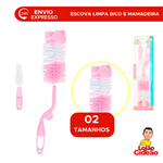 KIT 02 ESCOVAS LIMPA BICO E MAMADEIRA ROSA