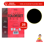 PAPEL A4 180G COLOR PLUS PRETO C 25 FOLHAS